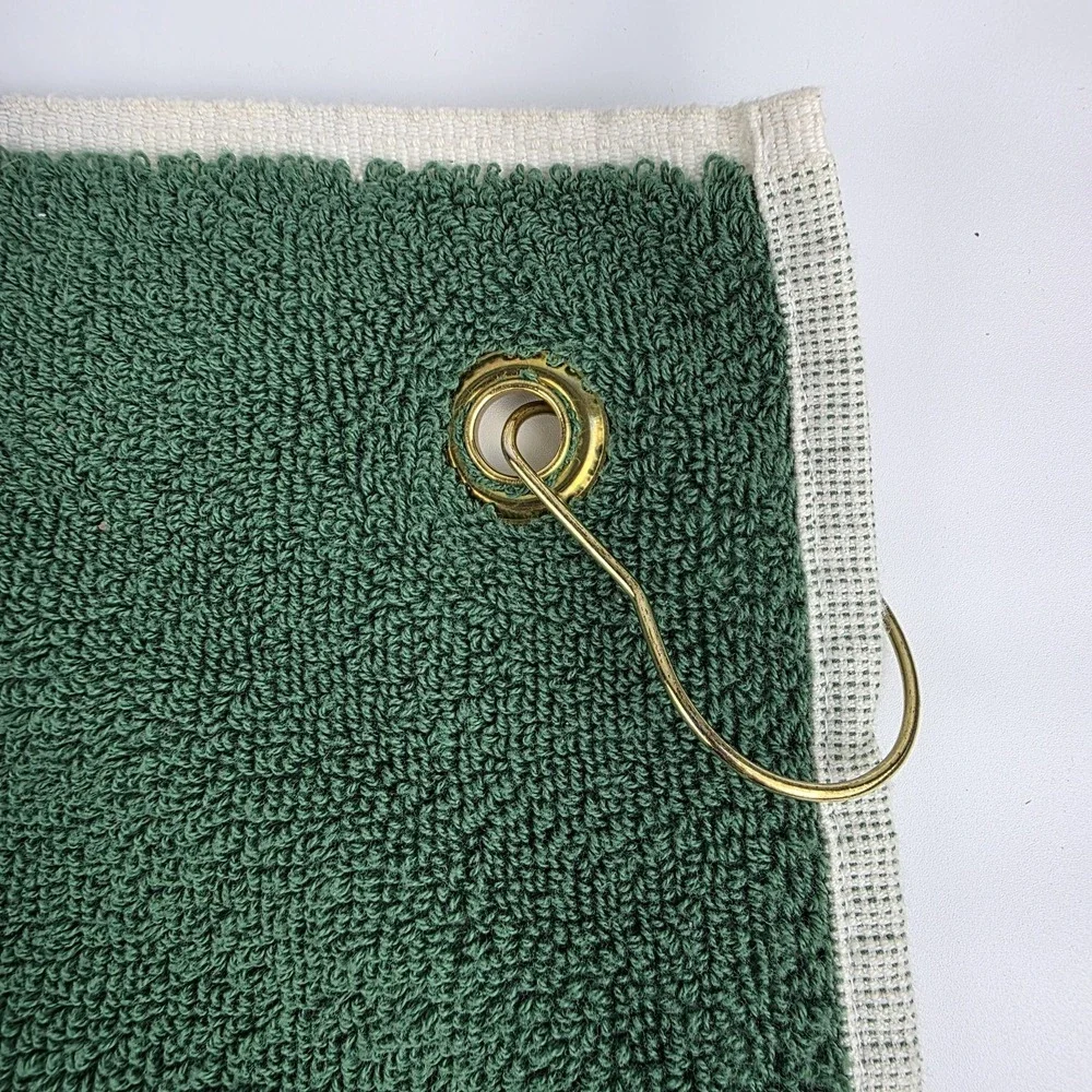 Buckman Laboratories Golfing towel 16x19 Cotton Hook hang on Bag Green